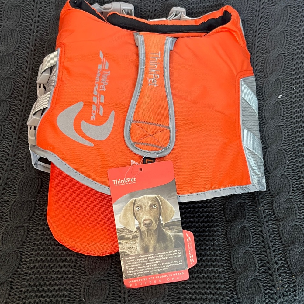 Reflective Dog Harness - Orange and Gray size M